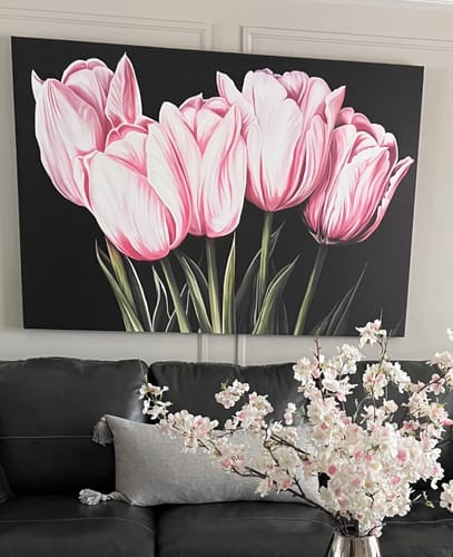 Customer photo review of 'Pink Tulips' Framed Canvas
