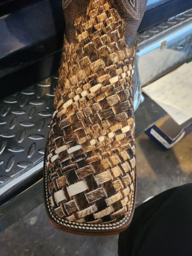 Customer photo review of COWHIDE WEAVE/ WOVEN | MEN SQUARE TOE COWBOY BOOTS