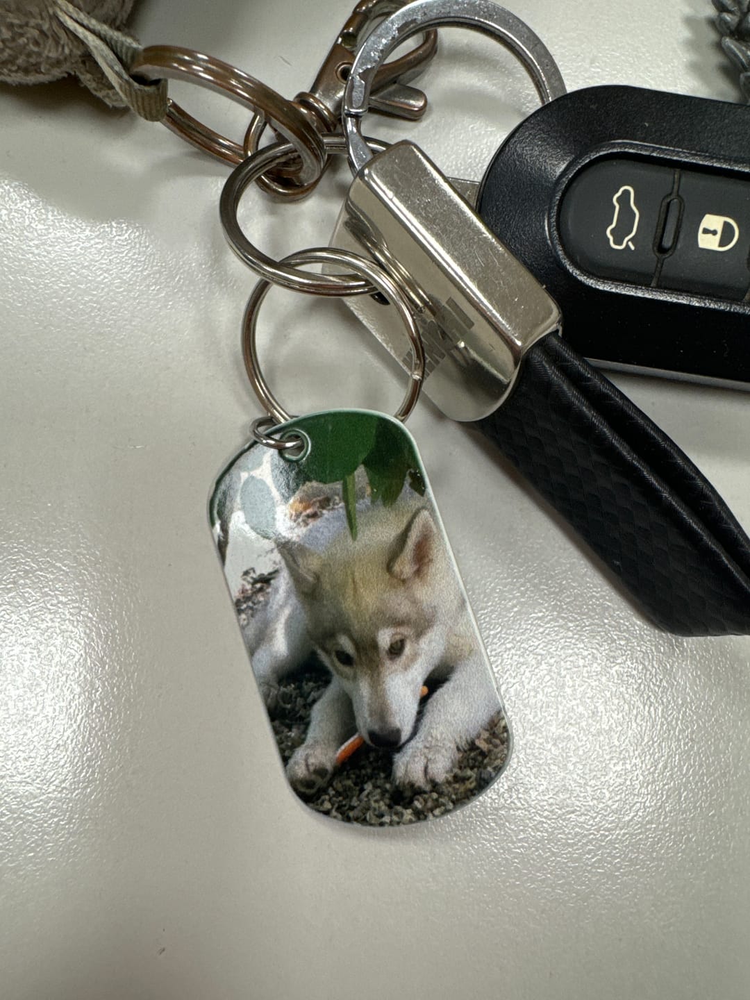 Customer photo review of Foto doppia - Portachiavi piastrina personalizzato
