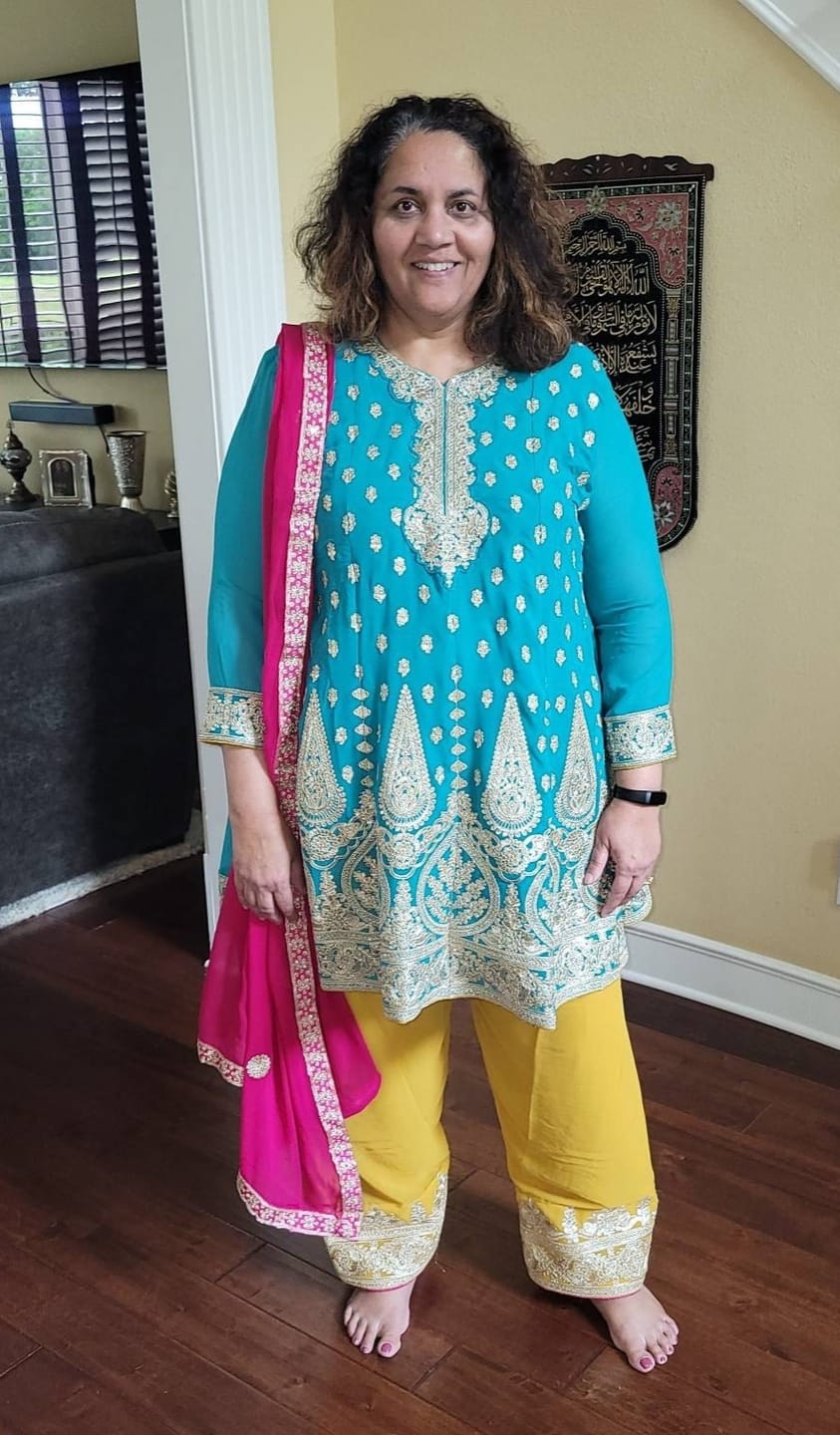 Customer photo review of Indian Pakistani Wedding Wear Stylish Anarkali Salwar Kameez Pant Suits