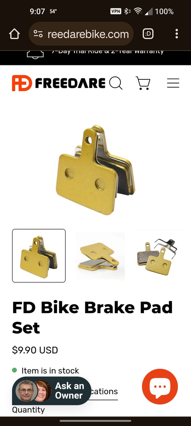 Customer photo review of FD Bike Brake Pad Set