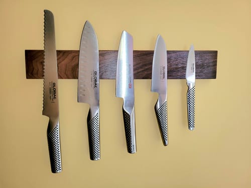 Customer photo review of Walnut Magnetic Knife Rack Large