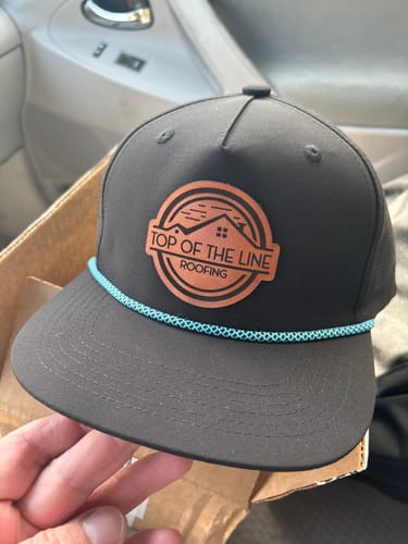 Customer photo review of Custom Leather Patch Perforated Structured Rope Hat