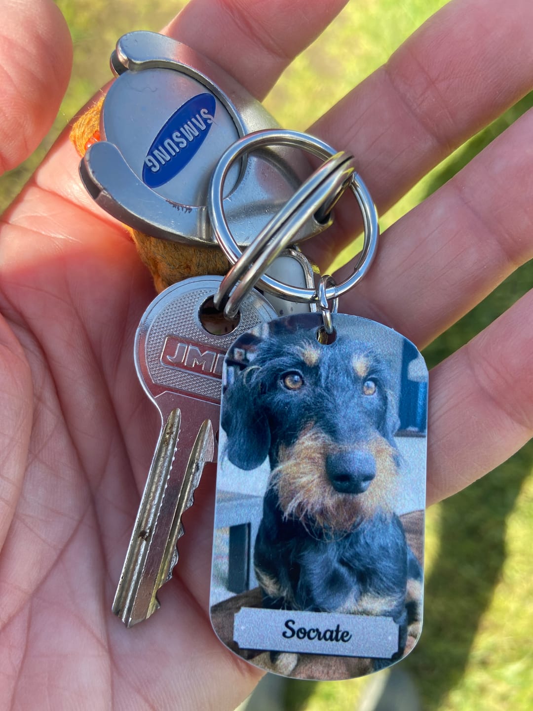 Customer photo review of Photo double face - Porte-clés Dog Tag personnalisé