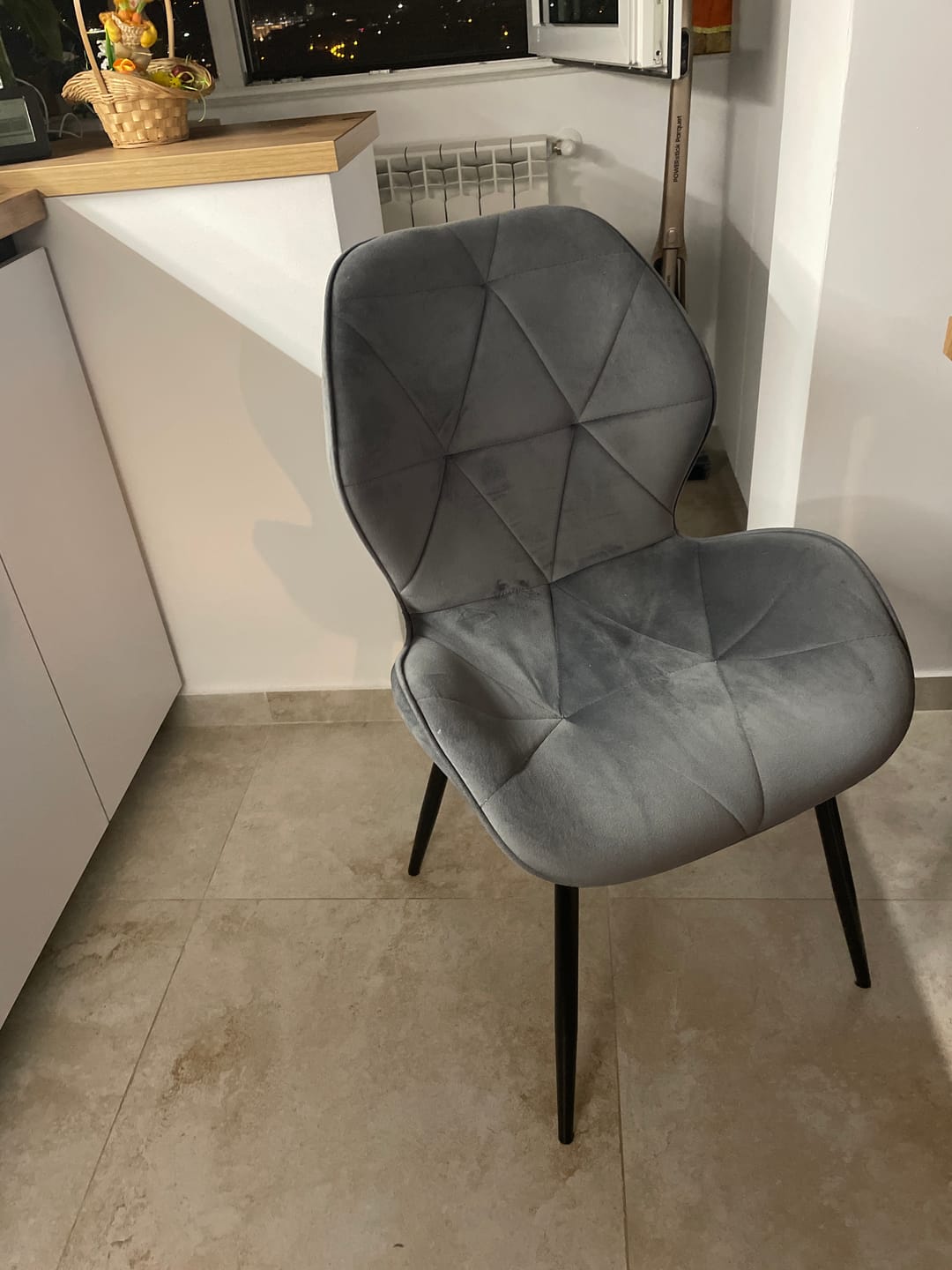 Customer photo review of Scaun K453, gri, stofa catifelata/metal, 48x53x86 cm