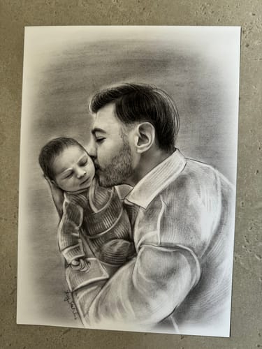 Customer photo review of Portrait Zeichnen Lassen - Portraitzeichnungen vom Foto als Geschenk - Auftragsmalerei