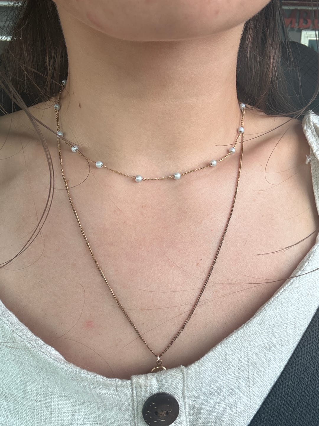 Customer photo review of Nura Pearl 18K Gold Necklace