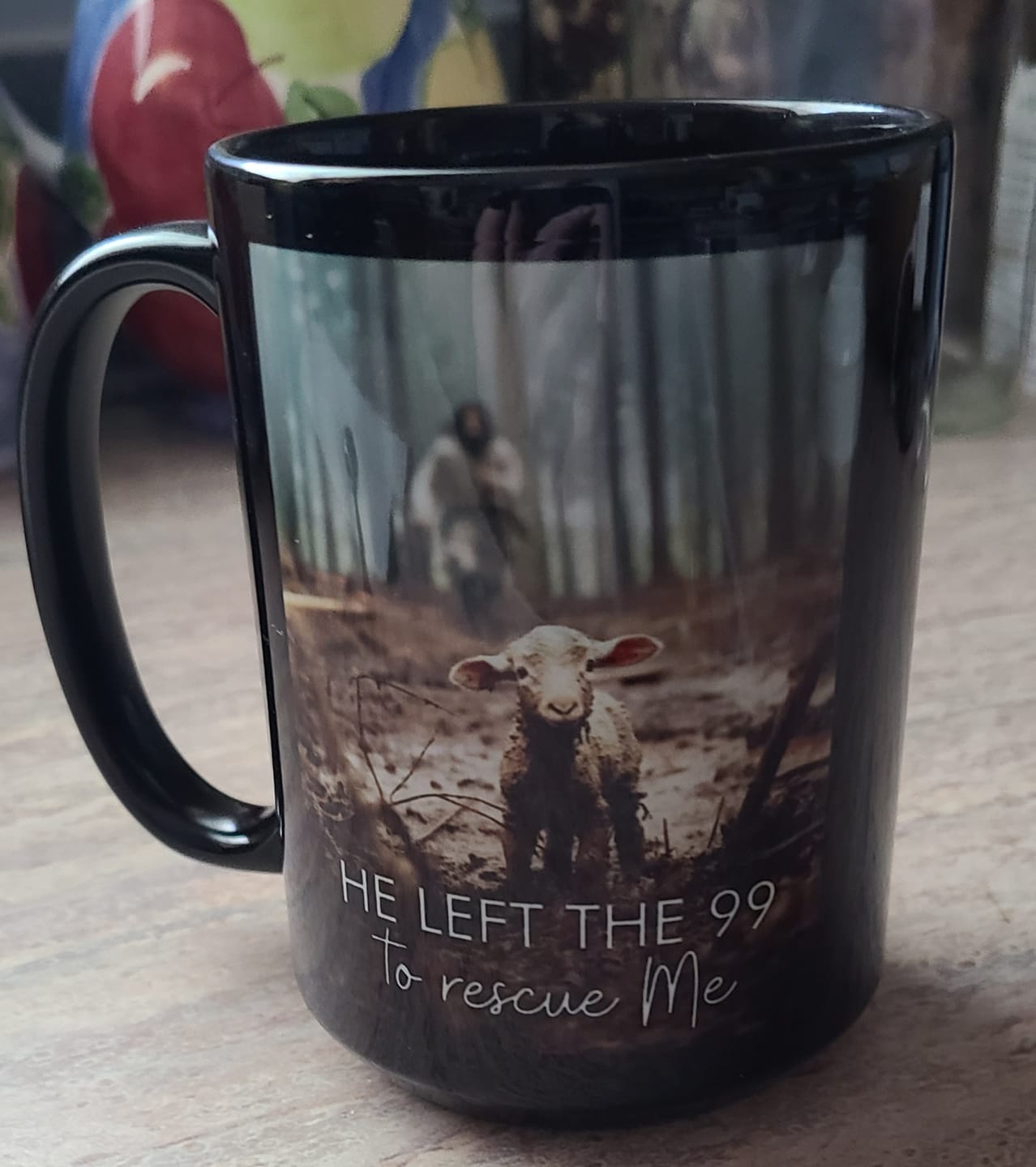 Customer photo review of He Left the 99 to Rescue Me, Jesus and Lost Sheep, Coffee Mug
