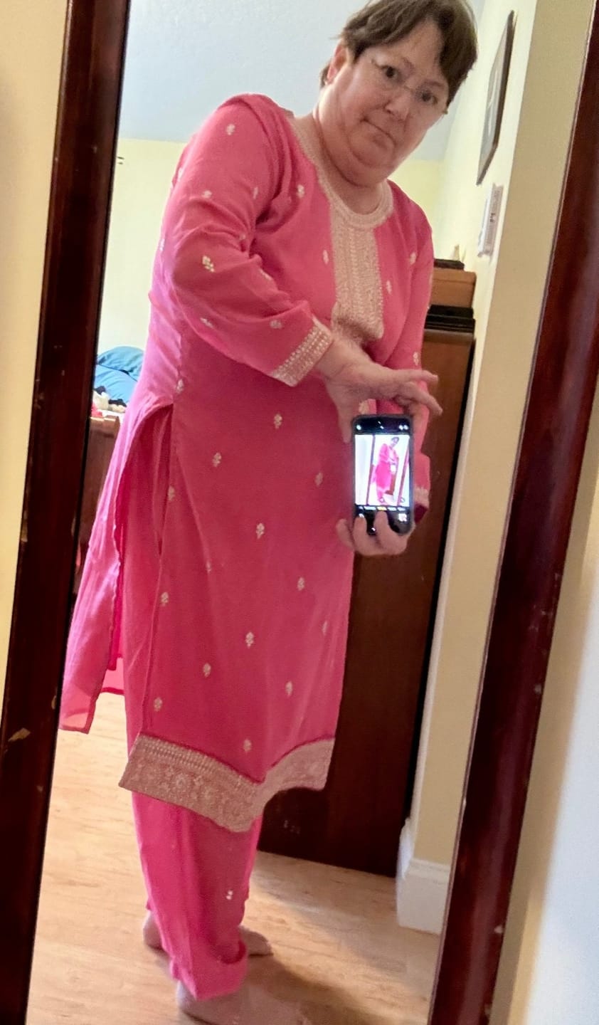 Customer photo review of Indian Pakistani Designer Heavy Embroidery Work Event Wear Salwar Kameez Palazzo Suits