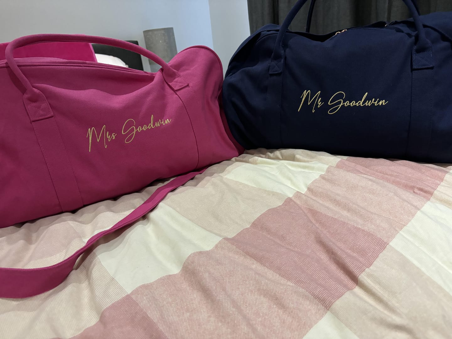 Customer photo review of Navy Personalised Duffle Bag