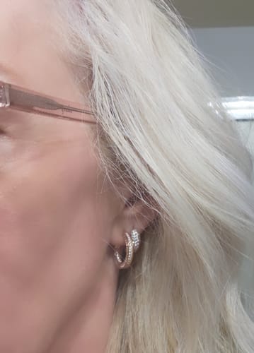 Customer photo review of Dome CZ Small Huggie Earrings in Sterling Silver 0.5"