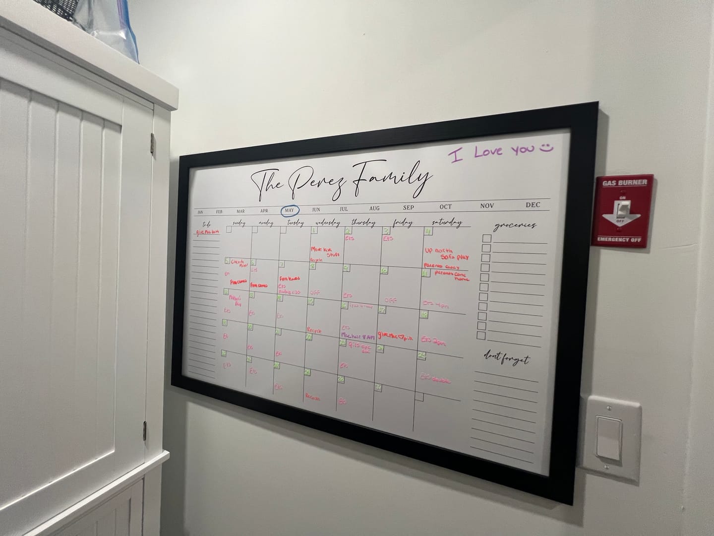 Customer photo review of Monthly Framed Whiteboard Calendar + 3 sections | Horizontal Pennington