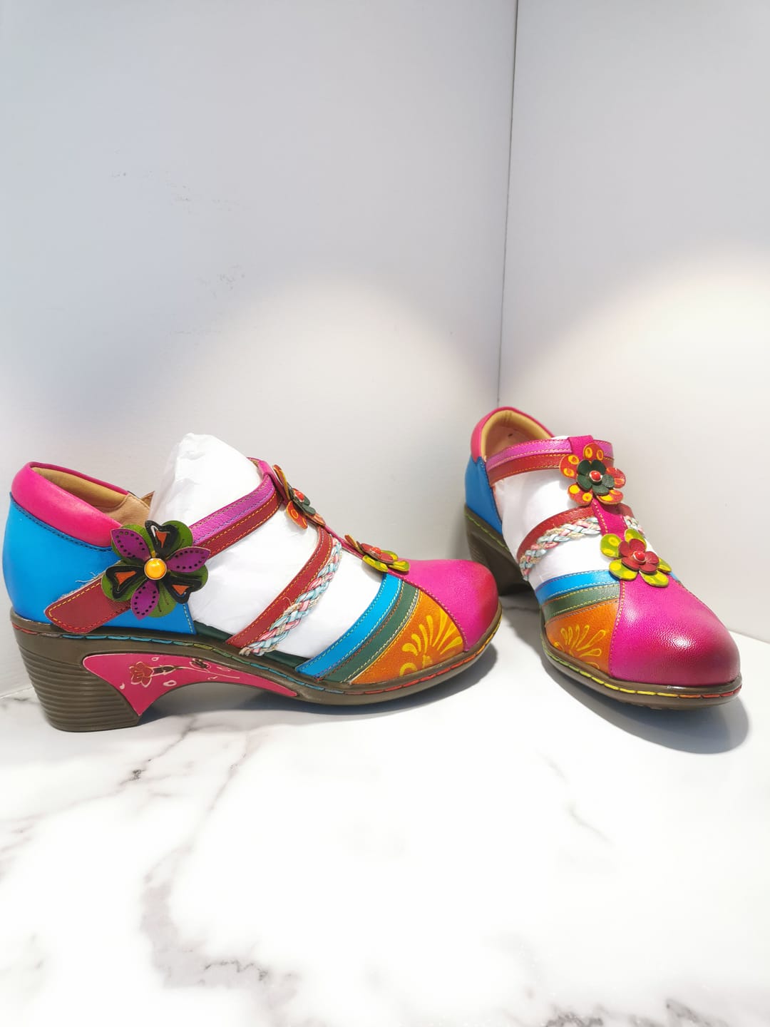Customer photo review of Women Bohemian Leather Printing Stitching Non-slip Breathable Sandals