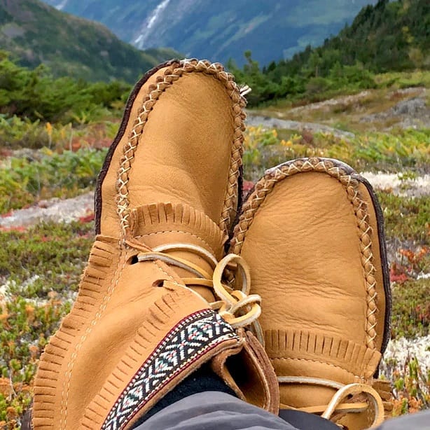 Customer photo review of Men's Earthing Moccasin Boots Moose Hide Leather