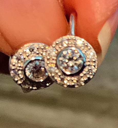 Customer photo review of Halo CZ Leverback Earrings in Sterling Silver
