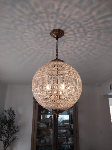 Customer photo review of French Antique Brass Crystal Globe Chandelier