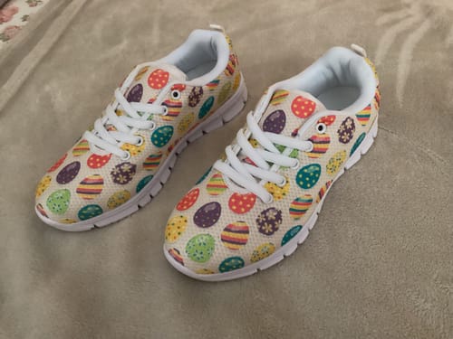 Customer photo review of Colorful Cute Easter Eggs Pattern Print White Running Shoes