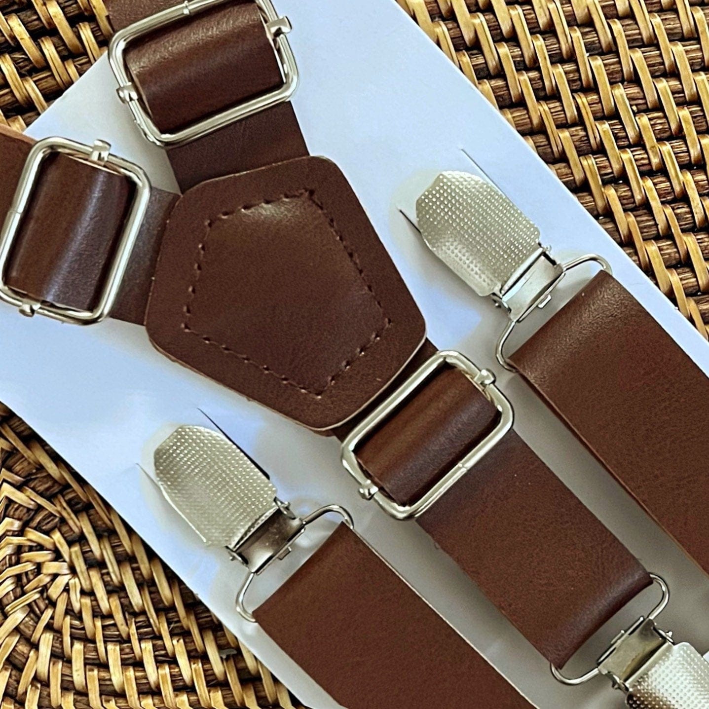 Customer photo review of Dark Brown Vegan Leather Suspenders