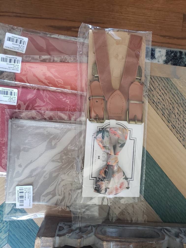 Customer photo review of Taupe Autumn Floral on Taupe Bow Tie
