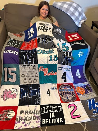 T-shirt quilt featuring hot shots basketball team by Michelle from NM
