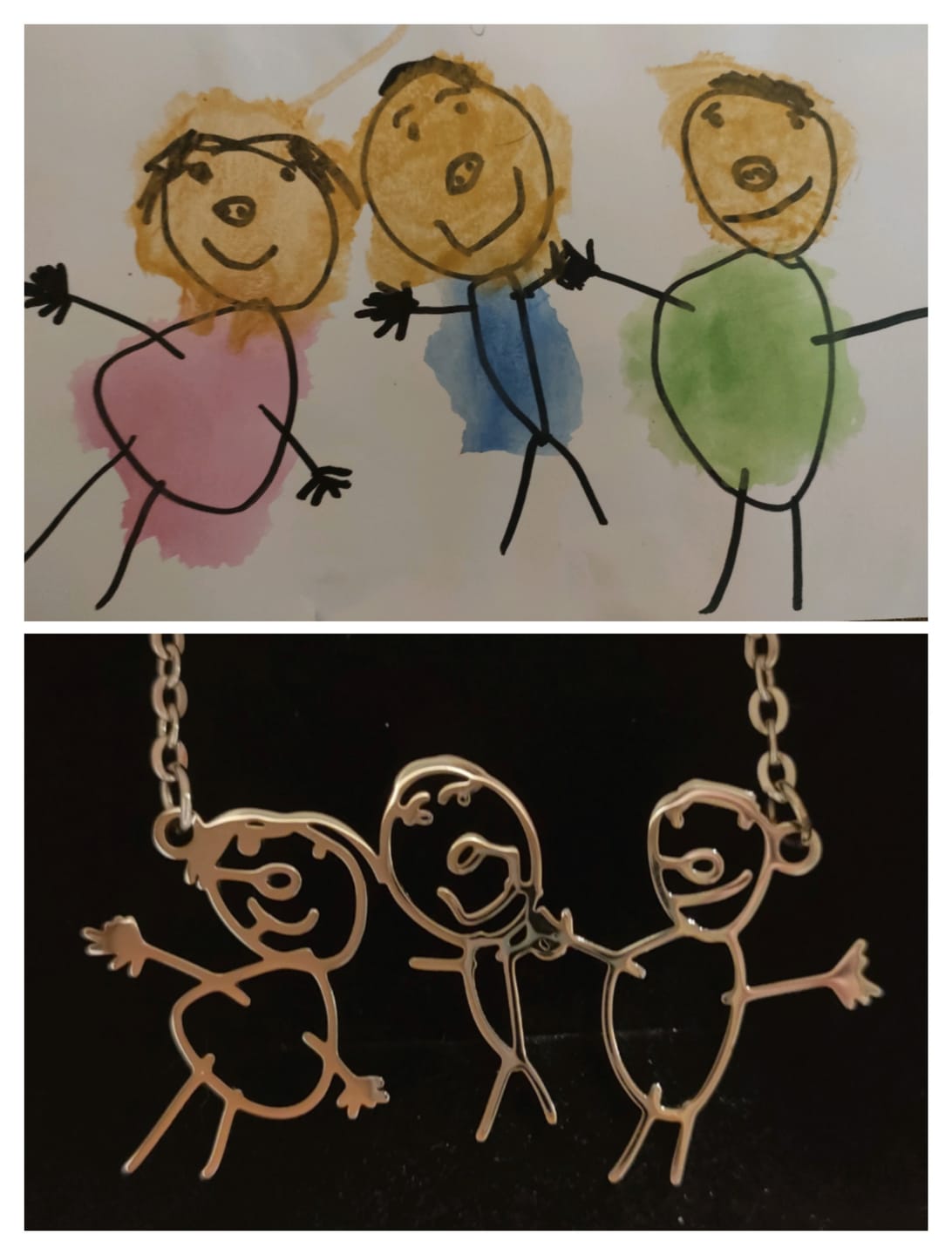 Customer photo review of Dibujo infantil personal como Collar o Colgante