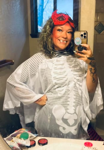 Customer photo review of Just Love Skulls Lace Poncho
