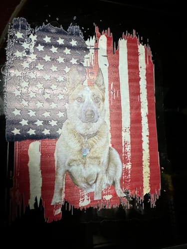 Customer photo review of Personalized dog flag printed Decal gift for dog lovers