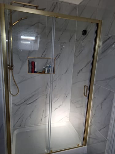 Customer photo review of ShowerWorx 1200 Sliding Shower Door - Brushed Brass