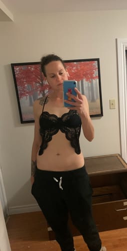 Customer photo review of Lace slit v neck solid backless cami crop top y2k 90s Revival Techno Fashion