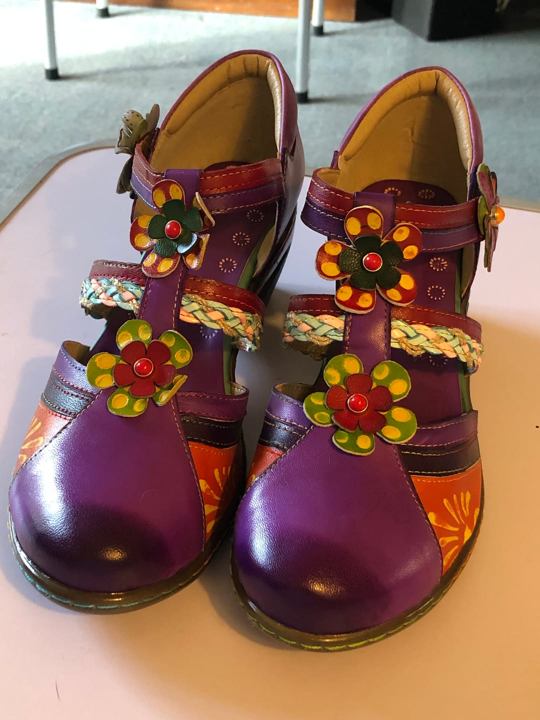 Customer photo review of Bohemian Leather Printing Stitching Non-slip Breathable Sandals