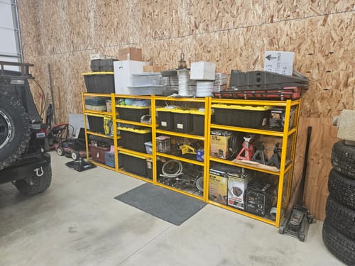 Customer photo review of Reibii 4-Tier Shelves 60"H Garage Shelving Units 2200 LBS Free Assembly Tools Included for Basement, Warehouse, Workshop