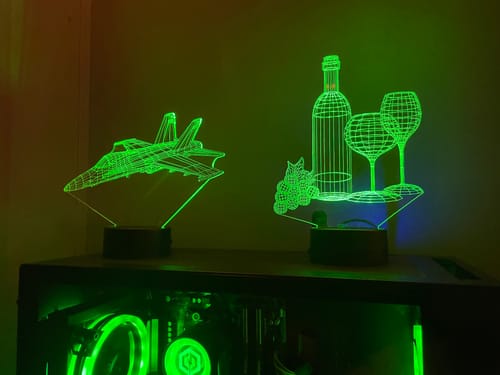 Customer photo review of Wine Bottle and Glasses  - 3D Optical Illusion Lamp