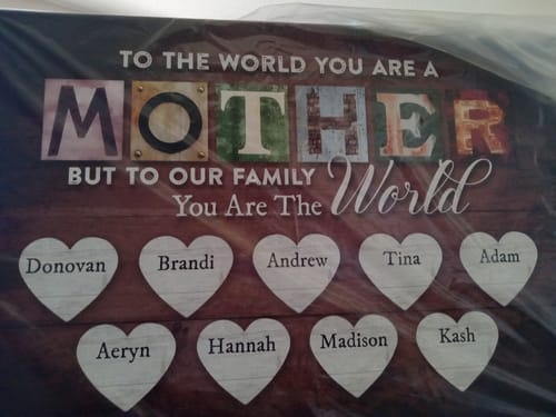 Customer photo review of You Are The World Custom Names Canvas For Mom