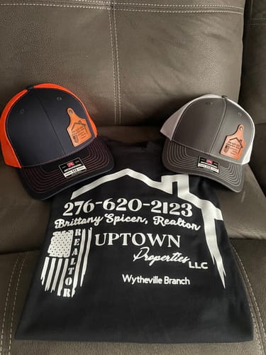 Customer photo review of Ear Tag Custom Leather Patch Trucker Hat - Richardson 112