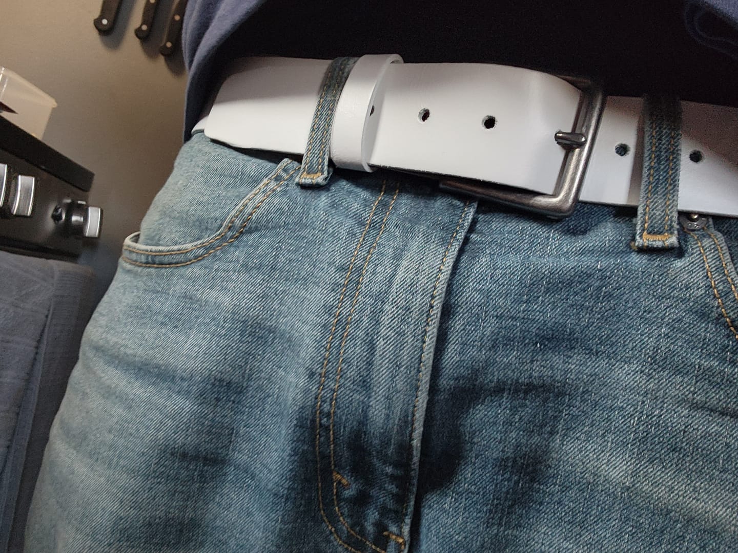 Customer photo review of The Fairway Belt - White 100% Full Grain Leather Belt