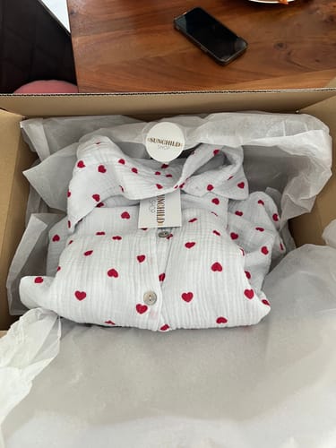 Customer photo review of Midi Heart Bluse - Weiß/Rot