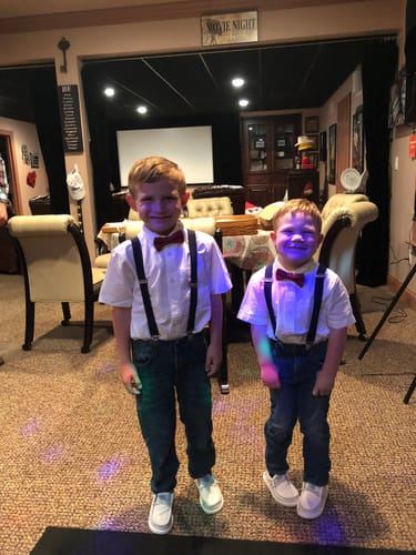 undefined review of Burnt Orange Bow Tie & Navy Suspenders Set image 1 out of 2