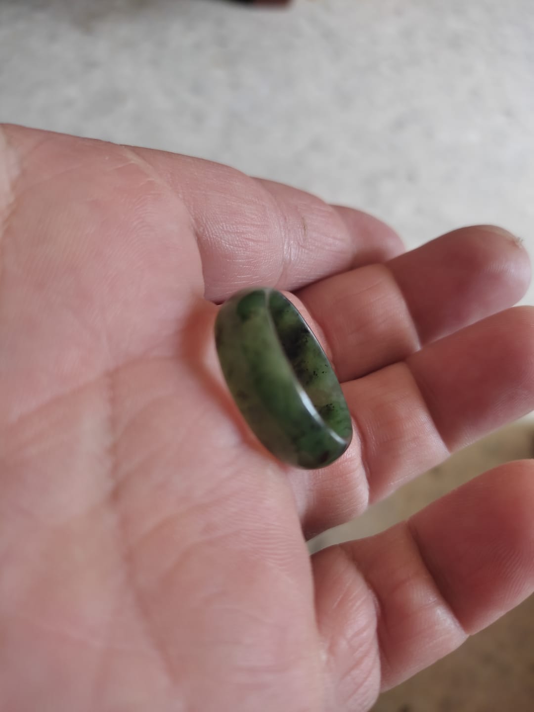 Customer photo review of Wide Greenstone Ring