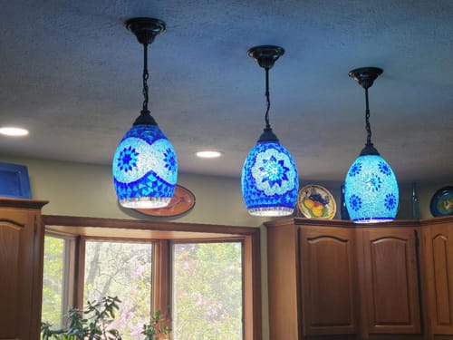 Customer photo review of Turkish Handmade Mosaic Hanging Pendant - Kitchen Island Pendant