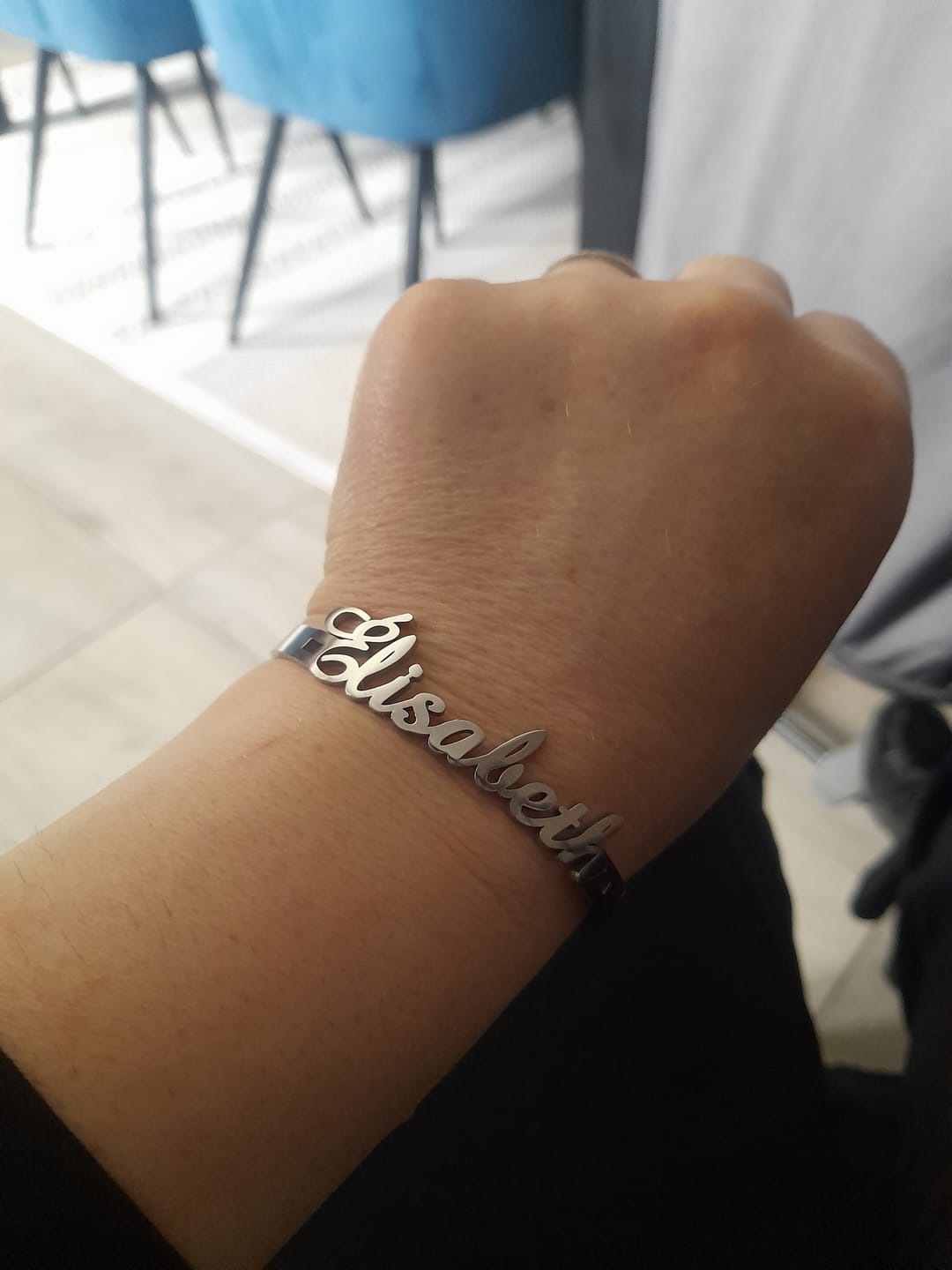 Customer photo review of Bracelet Jonc Ouvert Personnalisé