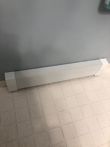 Customer photo review of EZ Snap Covers Standard Height 7 1/2" White Baseboard Heater Cover Kit with 2 Closed End Caps