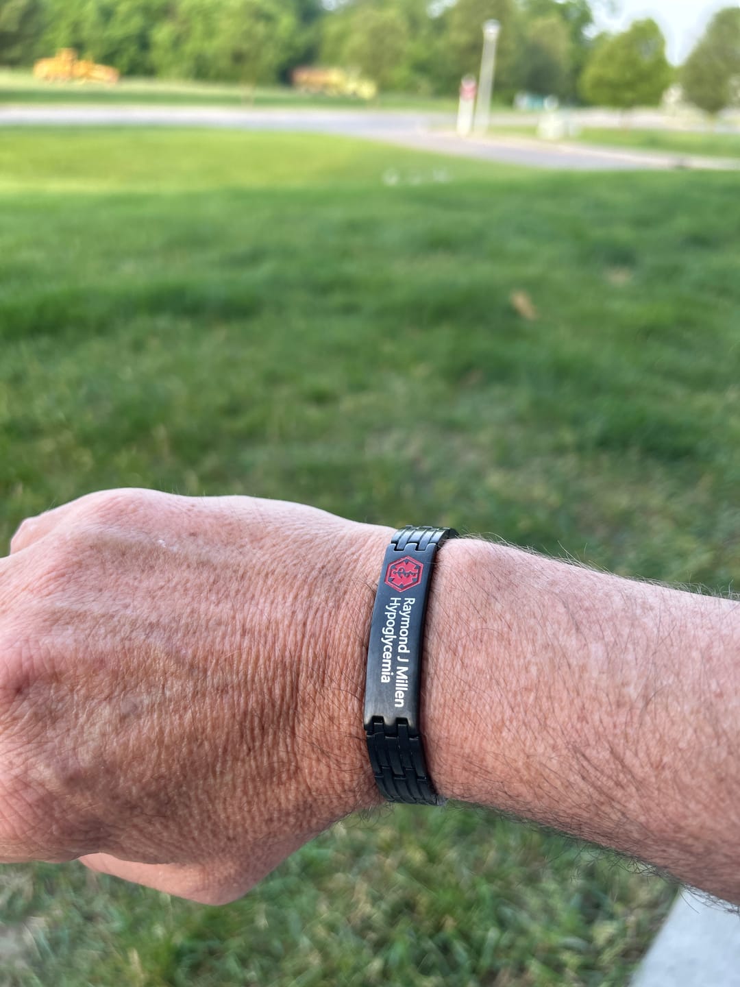 Customer photo review of Black Stainless Steel Medical Alert ID Bracelet for Men