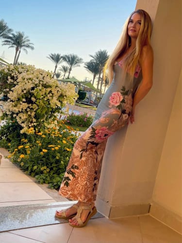 Customer photo review of Jade Blossom Dress