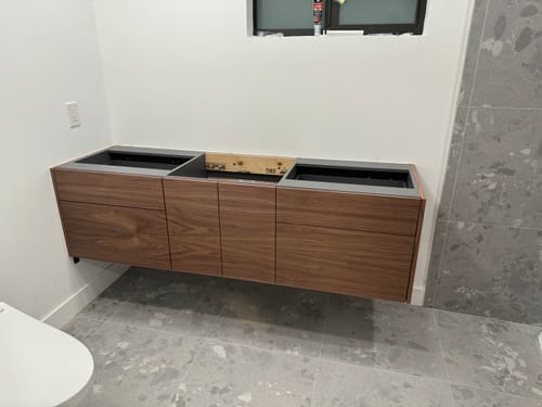 Customer photo review of Austin 72" Wall Mount American Black Walnut Bathroom Vanity