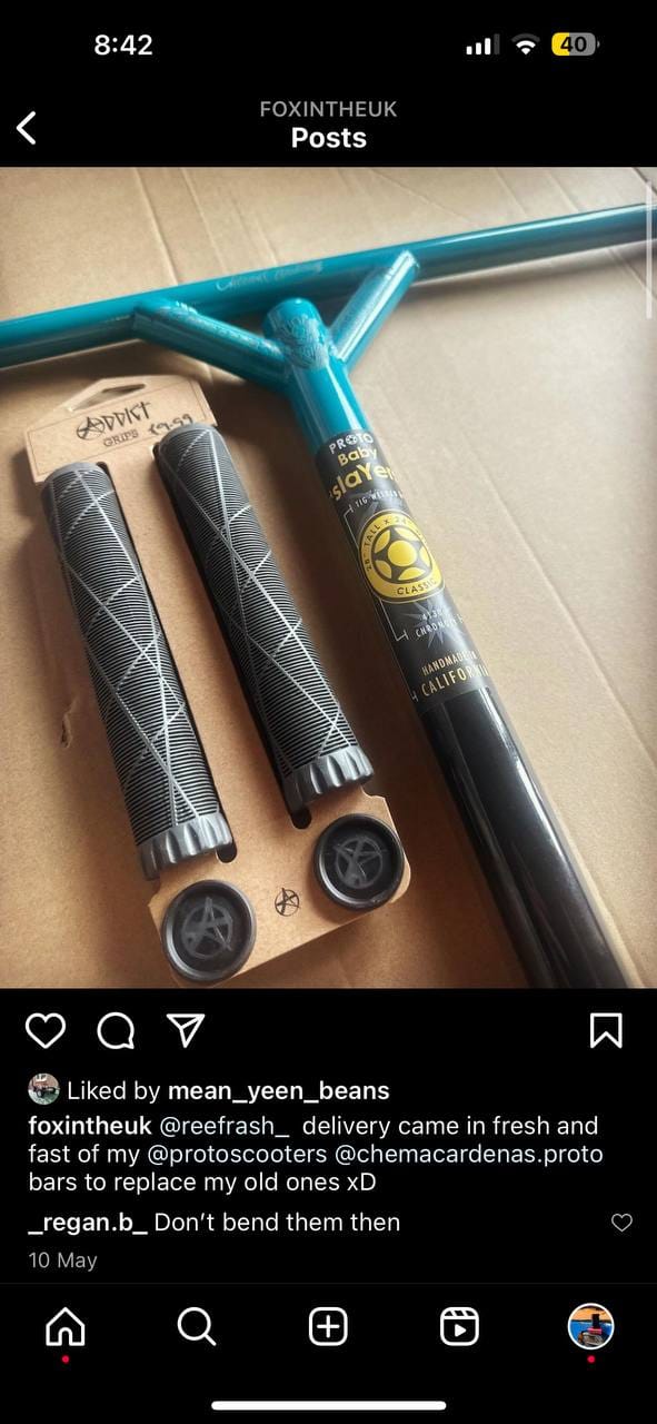 Customer photo review of Proto Baby Slayer Classic Chema Cardenas Pro Stunt Scooter Bars - Blue/Black
