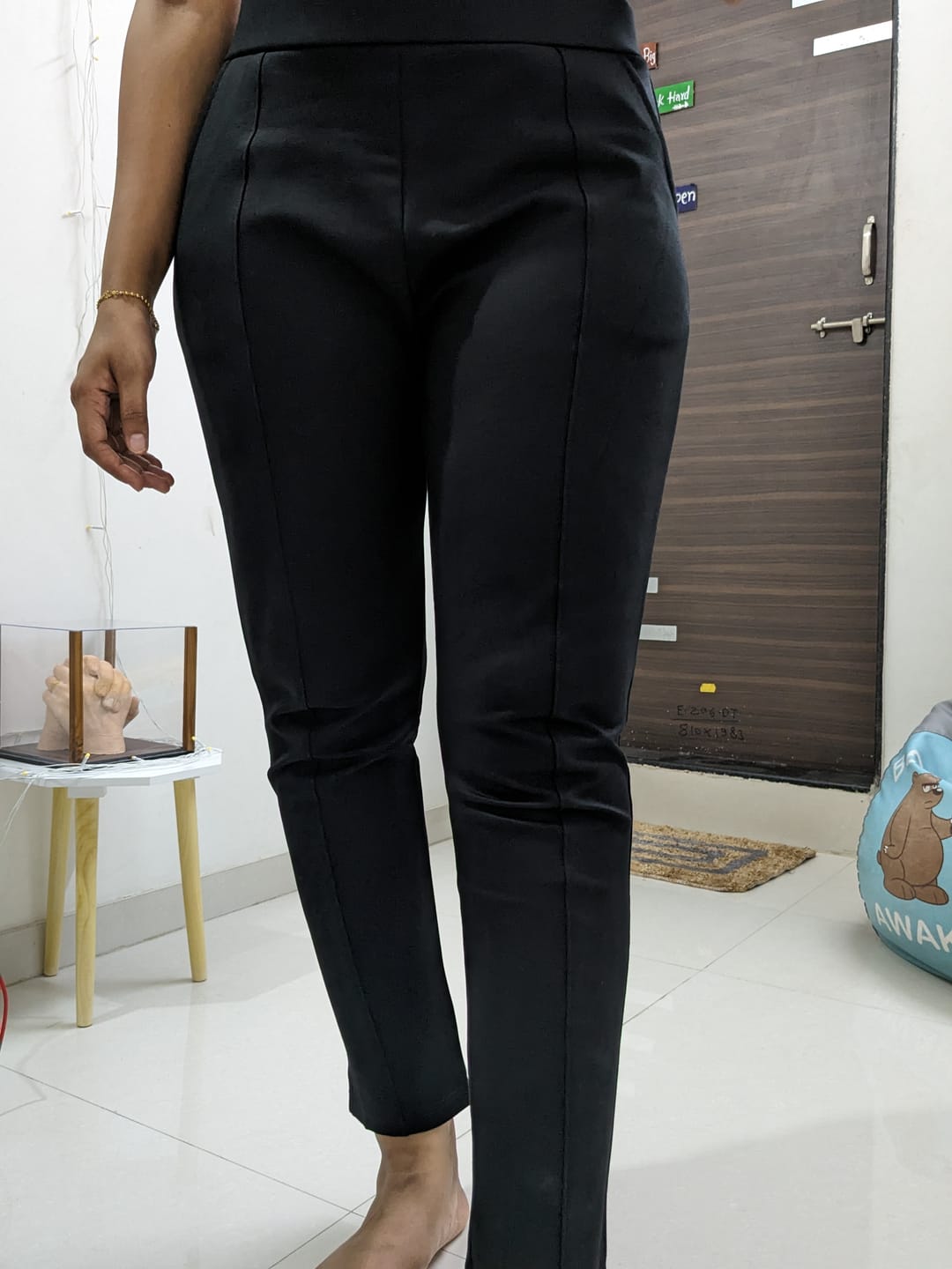 Customer photo review of Black 4-Way Stretchable Pants