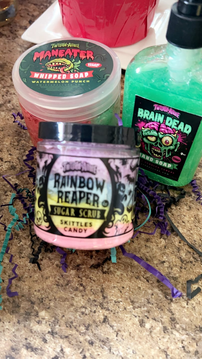 Customer photo review of Rainbow Reaper Sugar Scrub (Skittles Candy)