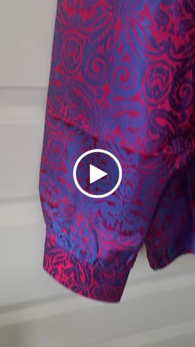 Customer video review of Barry.wang Men's Shirt Blue Red Paisley Silk Long Sleeve Shirt