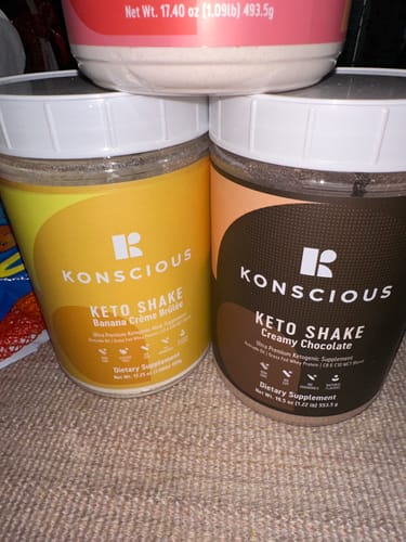 Customer photo review of Keto Shake Chocolate Strawberry Banana 3pk
