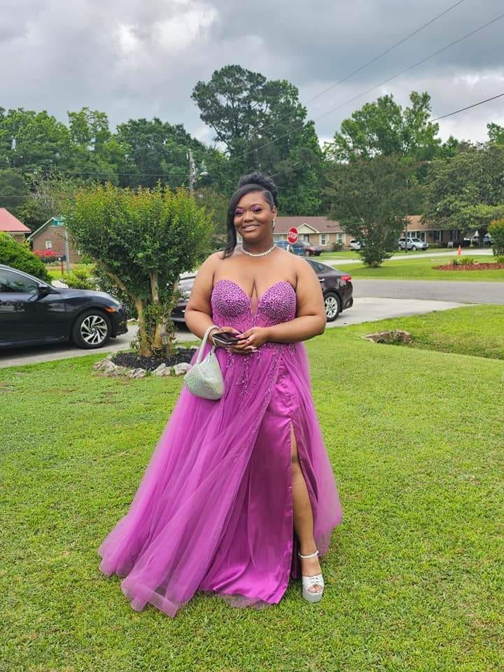 Customer photo review of CINDERELLA DIVINE CD0230 Strapless Beaded Tulle Gown